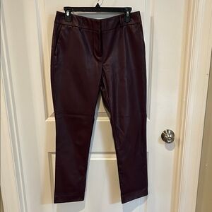 Ann Taylor Factory Maroon Faux Leather Trousers